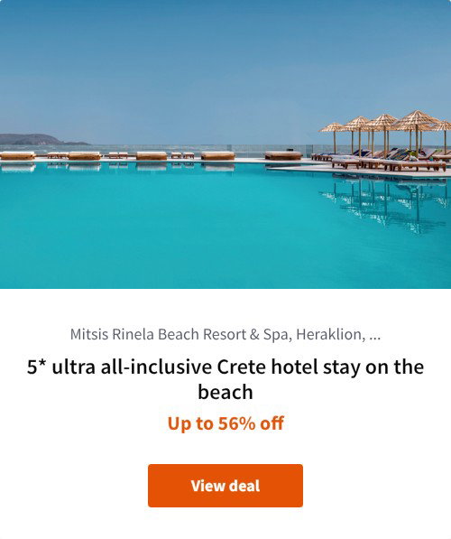5* ultra all-inclusive Crete hotel stay on the beach