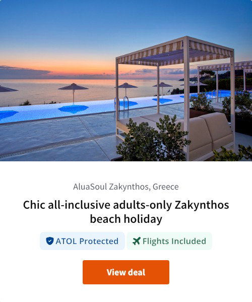 Chic all-inclusive adults-only Zakynthos beach holiday