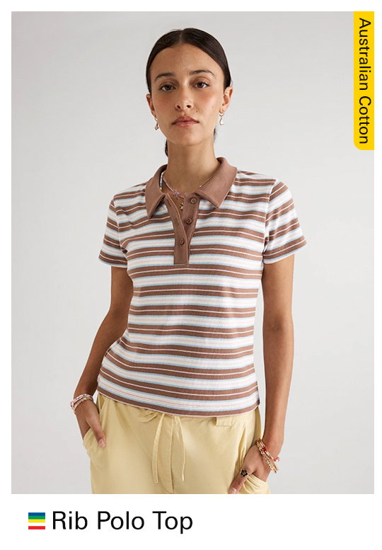 AUSTRALIAN COTTON RIB POLO TOP