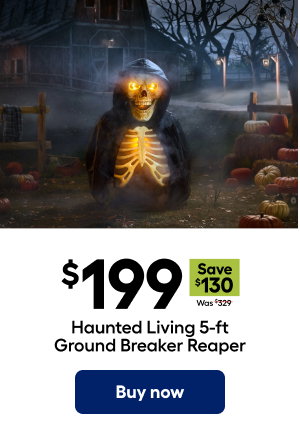 $199 Haunted Living 5-ft Ground Breaker Reaper. Buy now