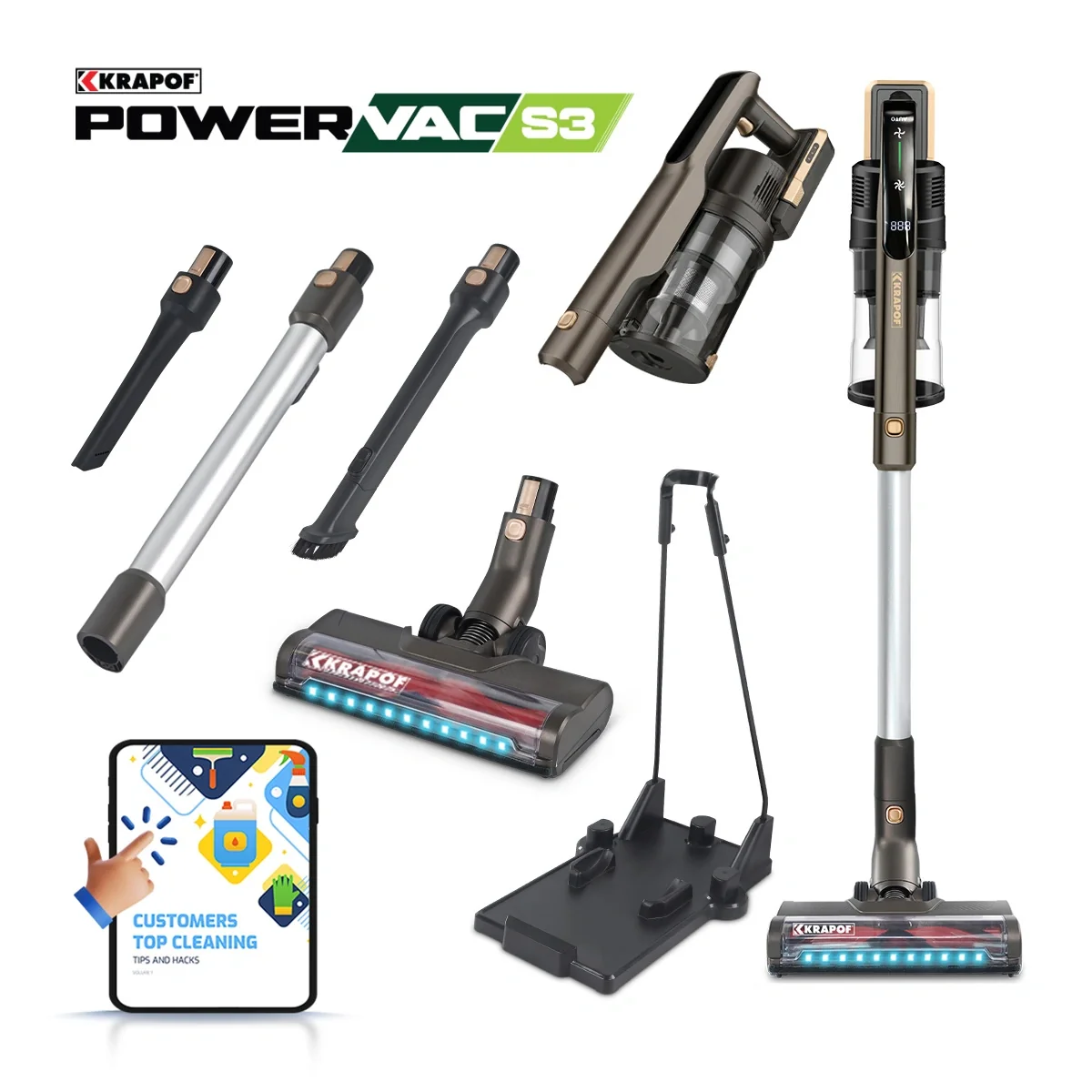 Image of KRAPOF® Power Vac S3 Cordless Stick Vacuum + Extra FREE Second Battery
