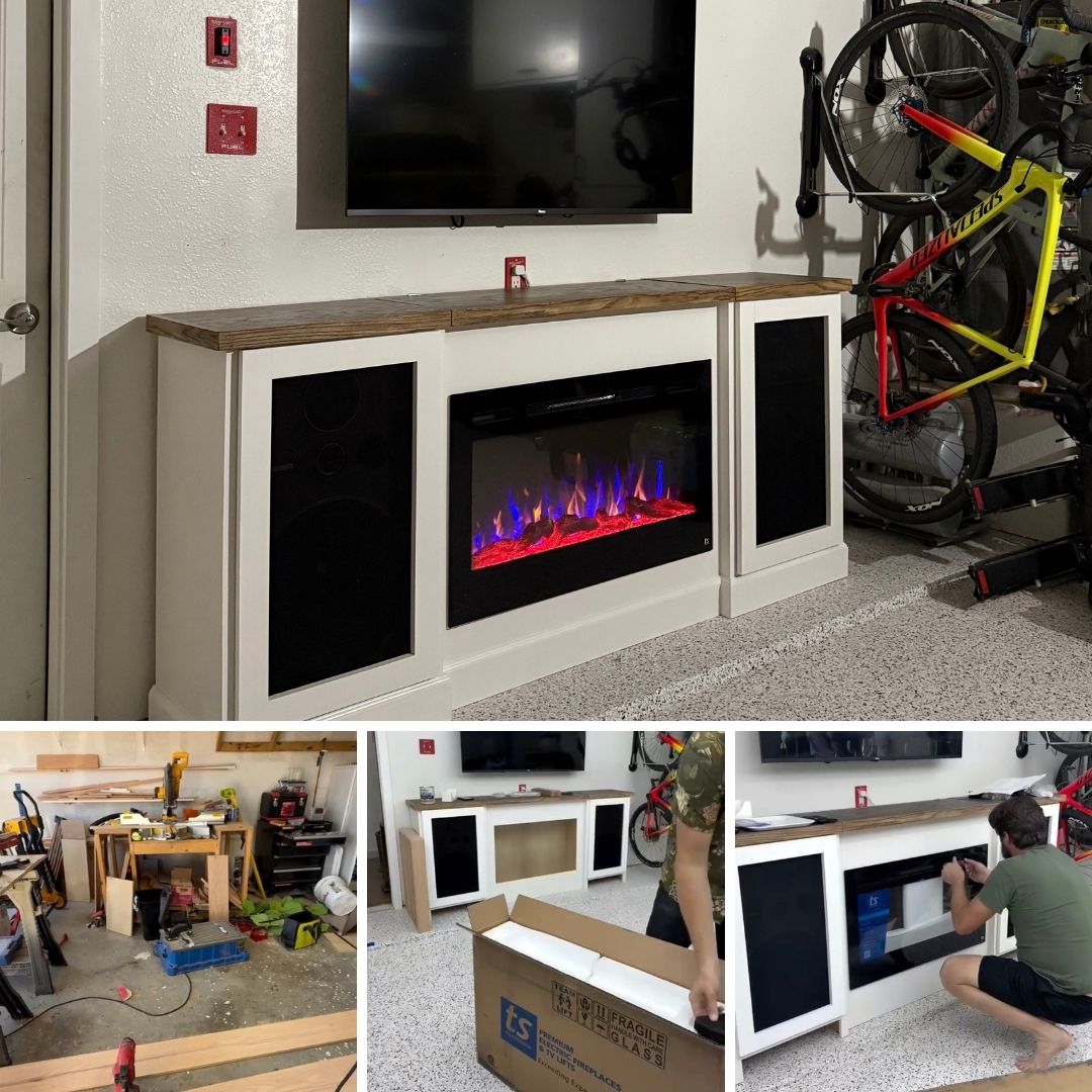 Sideline 36 Electric Fireplace garage makeover