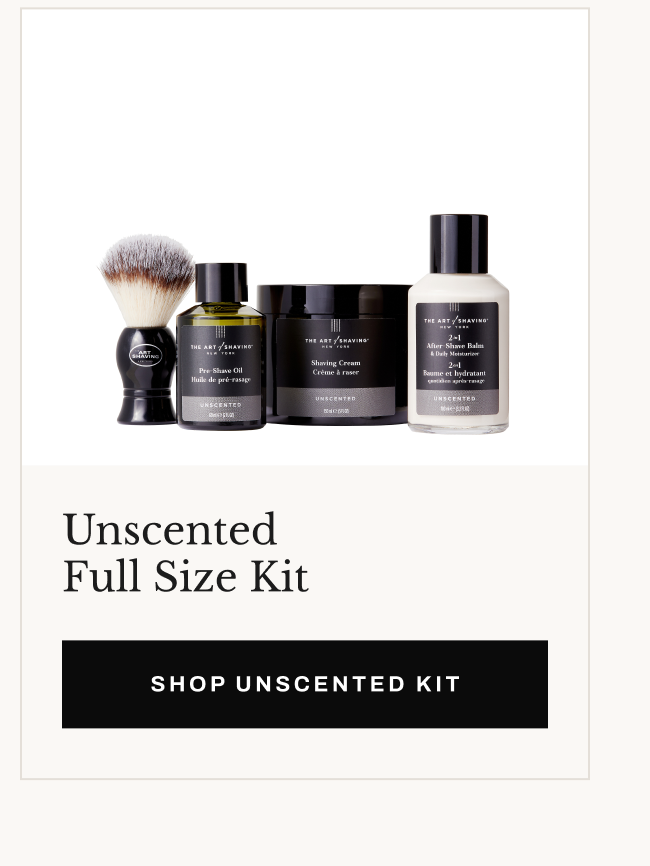Product image of Unscented Full Size Kit with “Shop Unscented Kit” button.