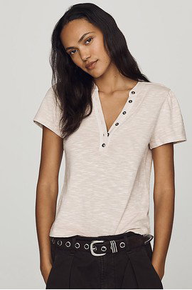 Pilcro Meadow 100% Cotton Henley Tee