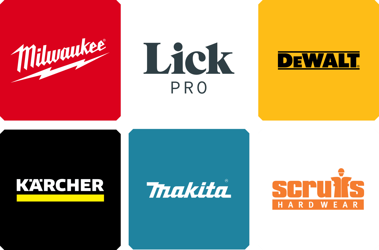 Meet brands such as Milwaukee, LickPro, DEWALT, Karcher, Makita and Scruffs 