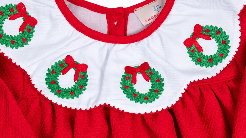 Red Wreath Embroidered Scallop Collar Collection