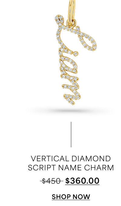 Vertical Diamond Script Name Charm