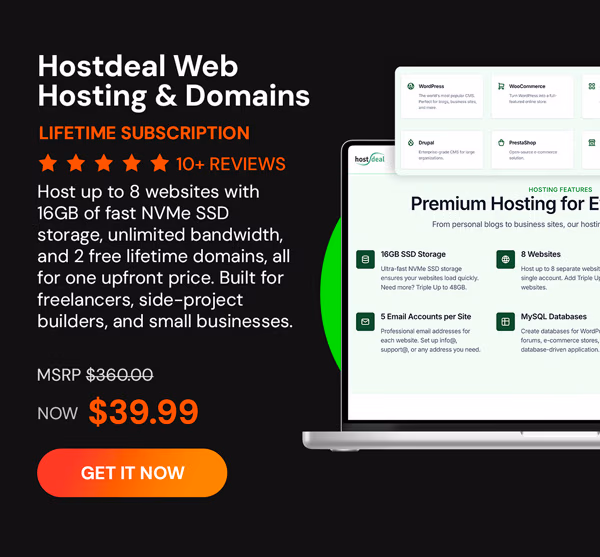 Hostdeal Web Hosting & Domains Lifetime Subscriptions