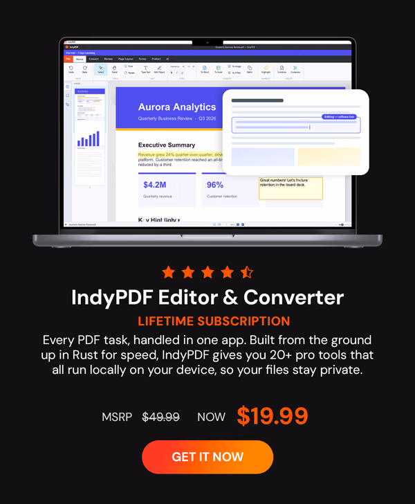 IndyPDF Editor & Converter: Lifetime Subscription