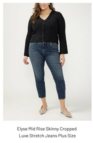 Elyse Mid Rise Skinny Cropped Luxe Stretch Jeans Plus Size