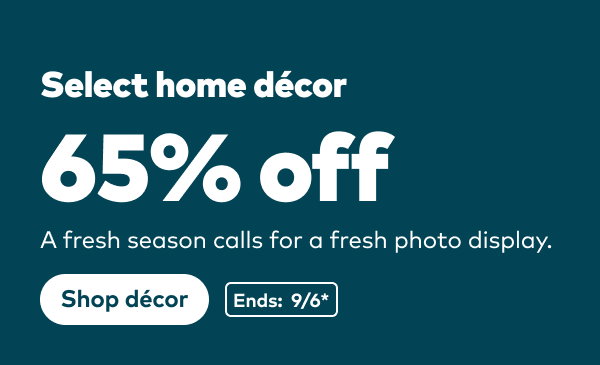 65% off select home decor. Ends: 9/6, see site for details. Shop decor.