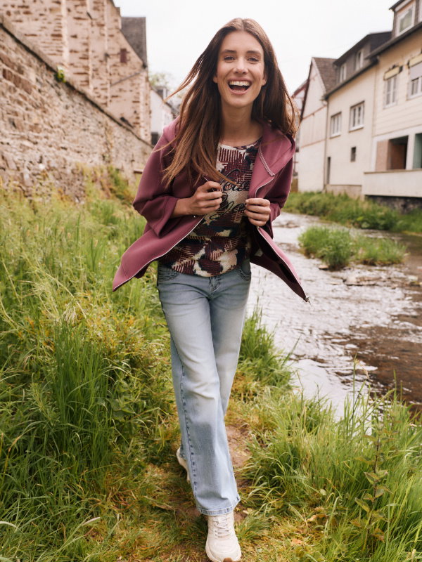Lässige Sweatjacke, Scuba-Material