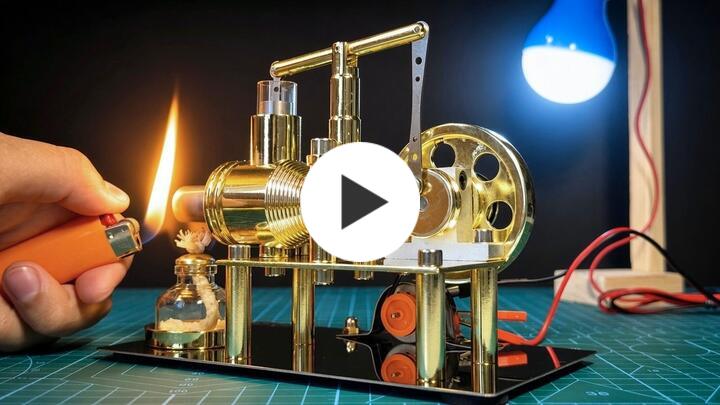 ENJOMOR DIY Stirling Engine Model Kit - Metal Balance Hot Air Stirling Engine Model Educational Toy