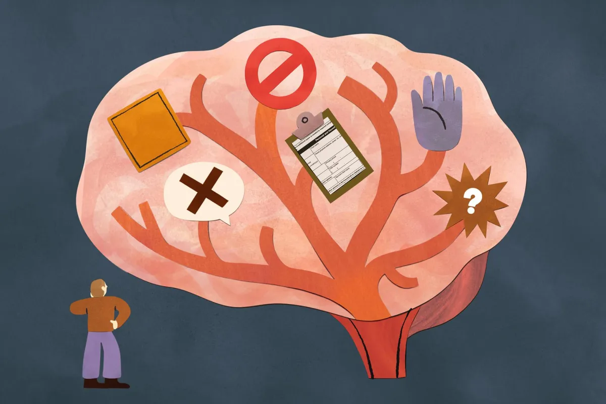 An abstract illustration featuring a brain | Clare Owen for Vox