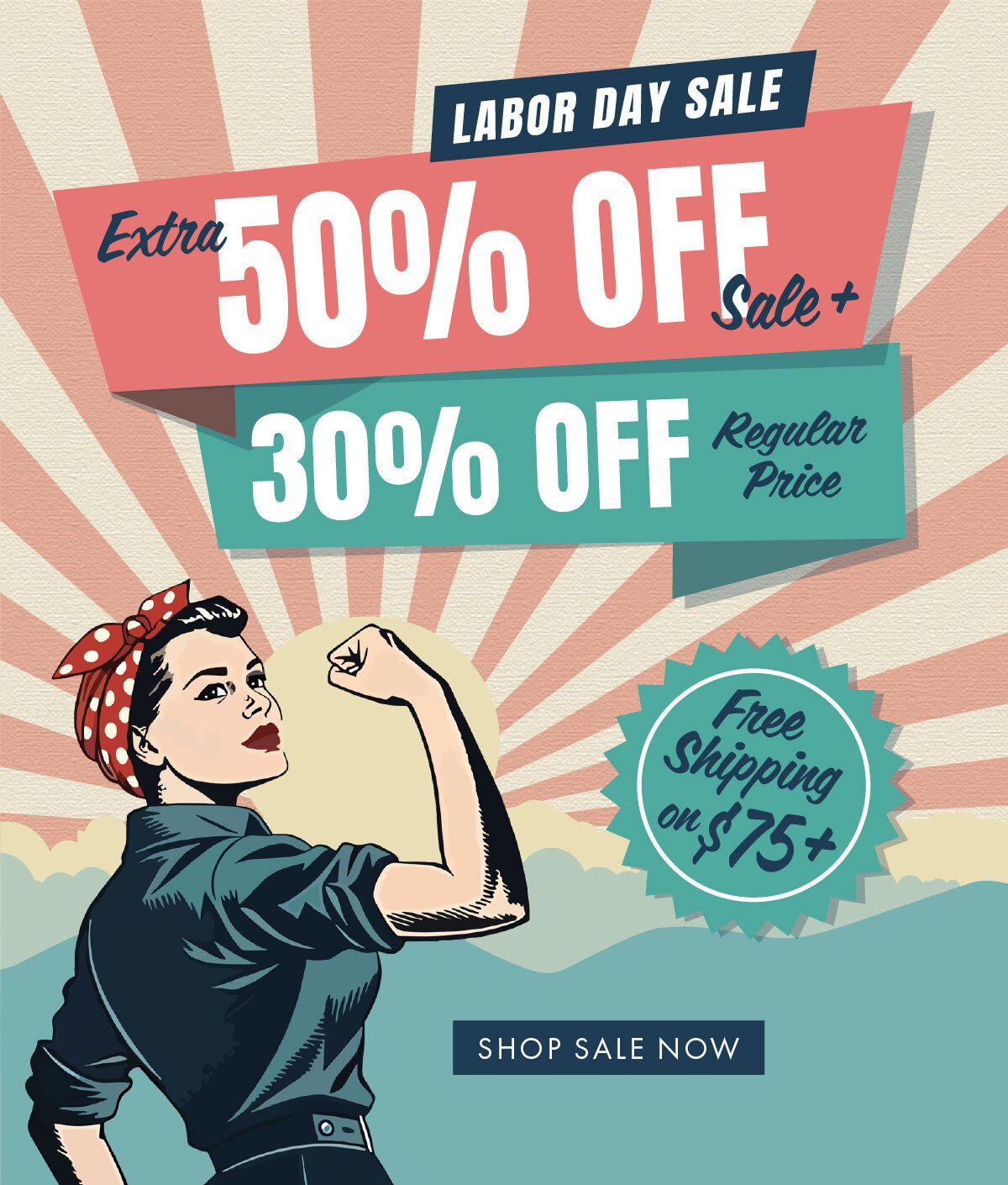 30% off Full Price, Extra 50% off Sale, Free Shipping on $75+