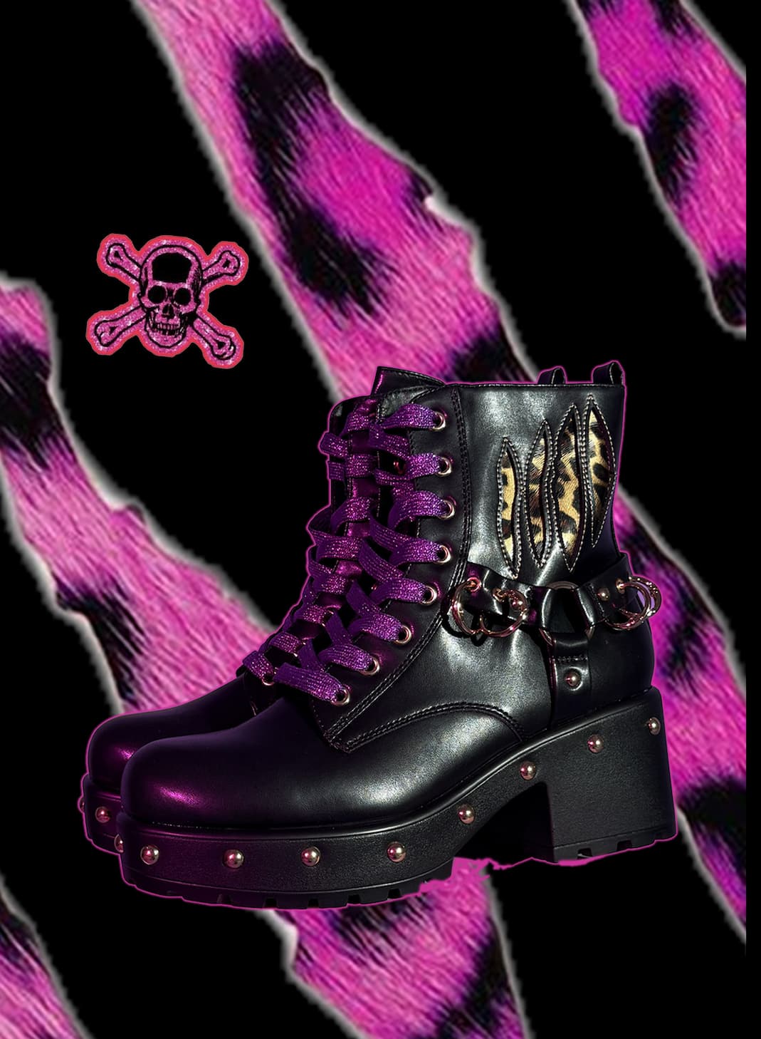MONSTER HIGH Lucia Werewolf Military Studded Boots - Black