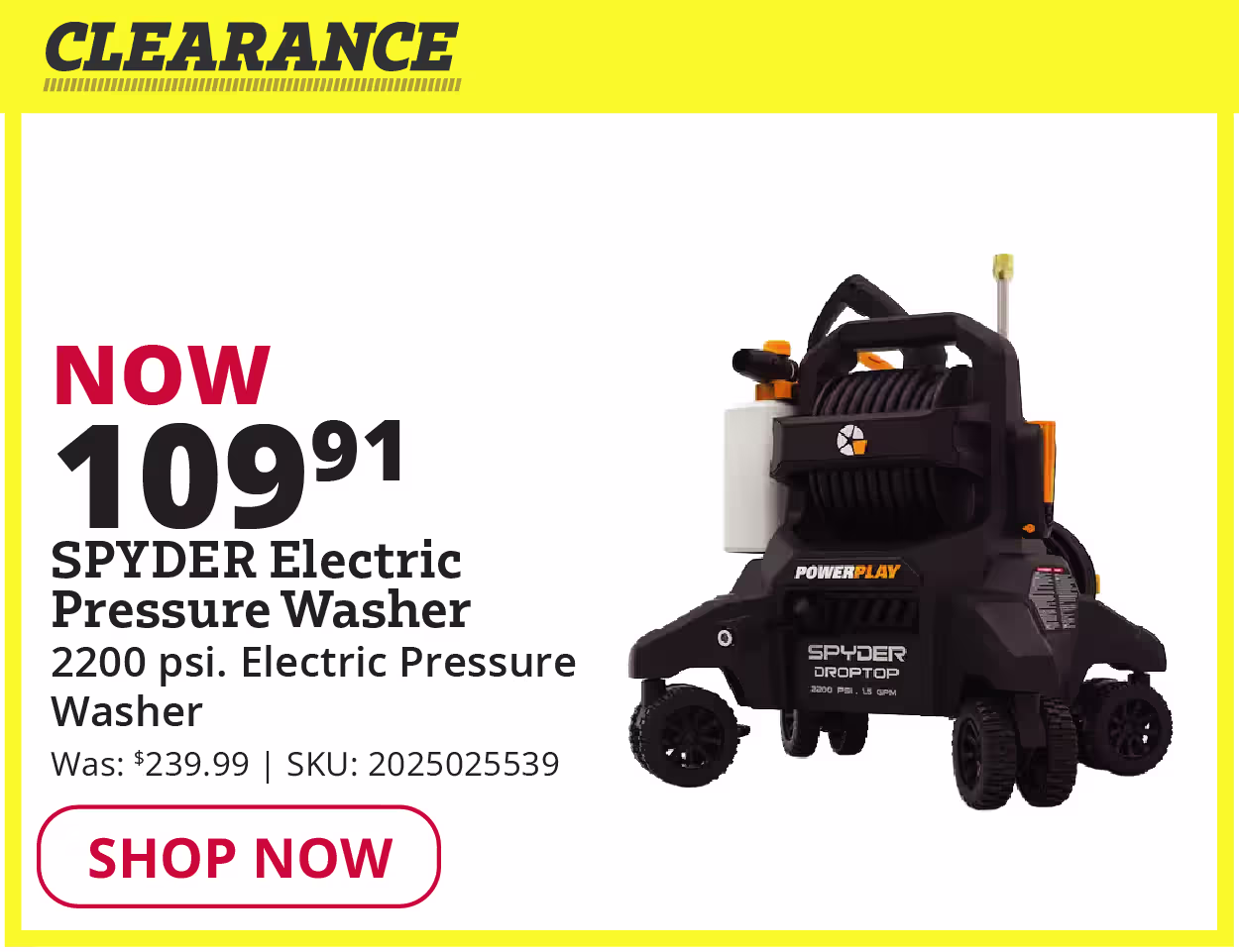 SPYDER Electric Pressure Washer