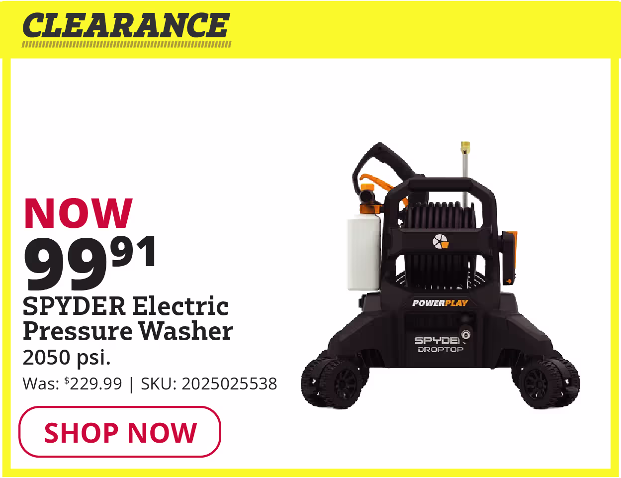 SPYDER Electric Pressure Washer
