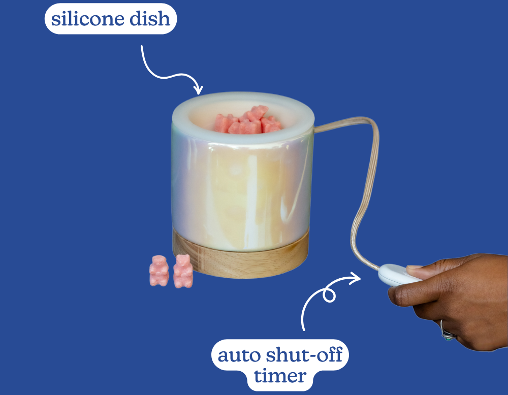 silicone dish. auto shut-off timer. 