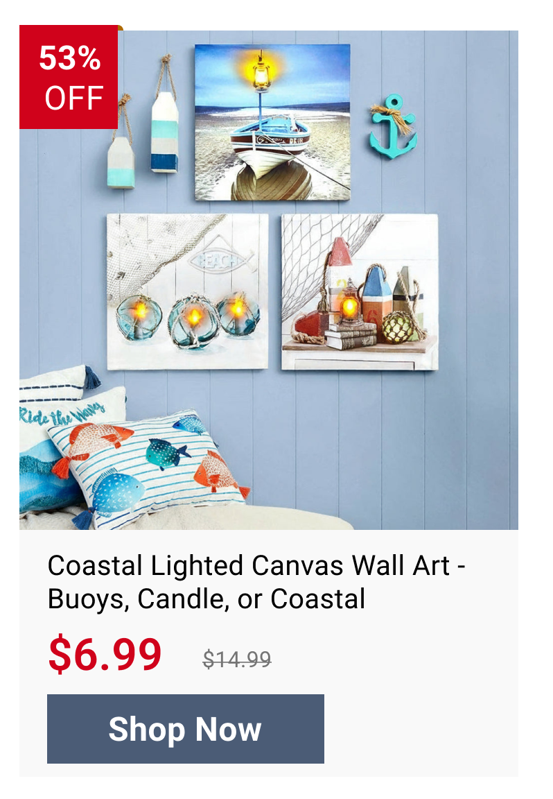 Coastal Lighted Canvas Wall Art - Buoys, Candle, or Coastal