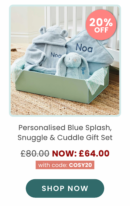 Personalised Blue Splash, Snuggle & Cuddle Gift Set