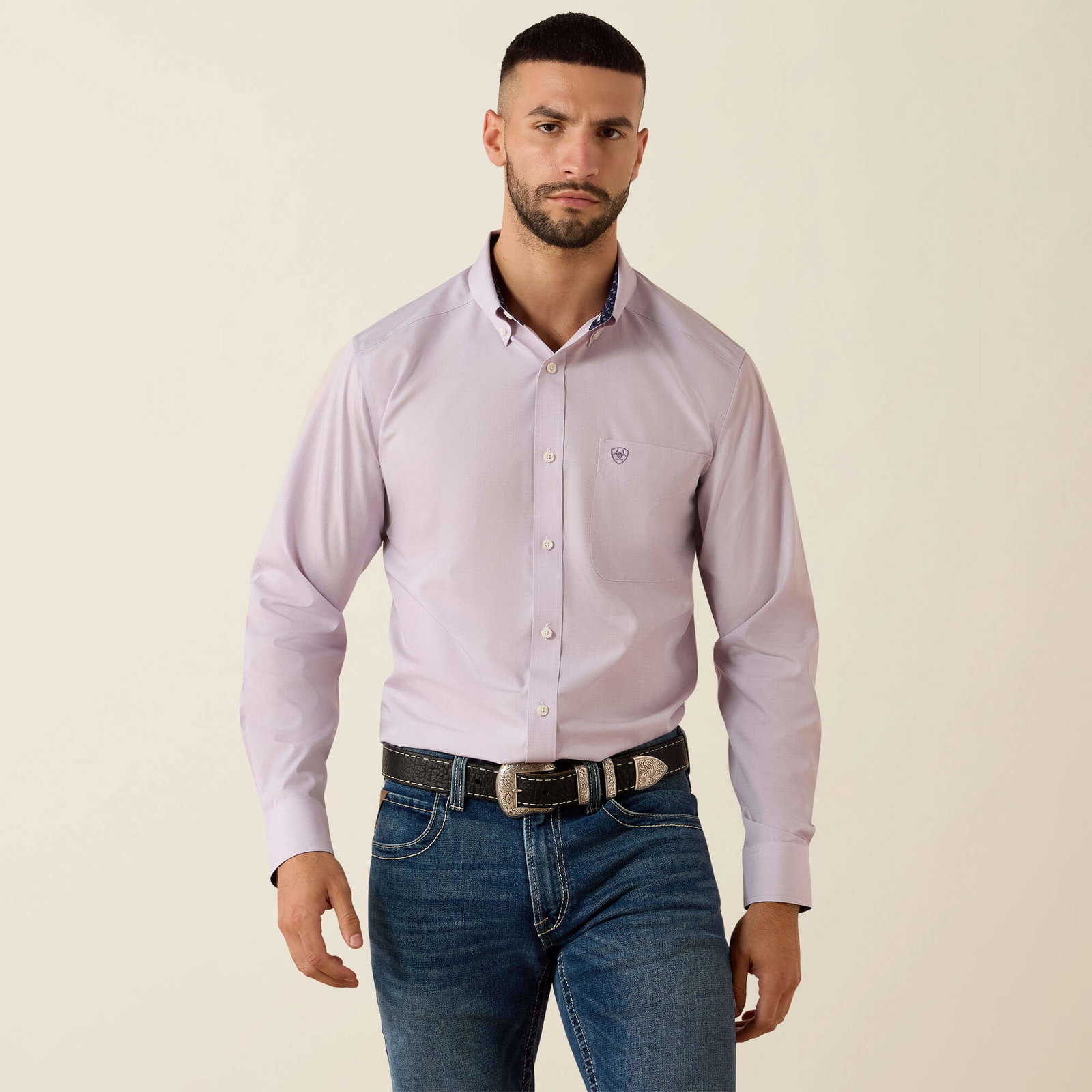 Men’s Wrinkle Free Solid Pinpoint Oxford Classic Fit Shirt
