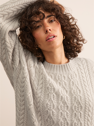 Women's Astrid Cashmere Sweater in Mist Grey