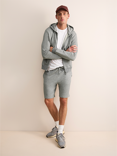 Men's Harley Cotton Modal Sweat Shorts in Silver Grey