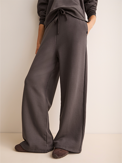 Women's Cotton Wide Leg Sweatpants in Espresso Brown