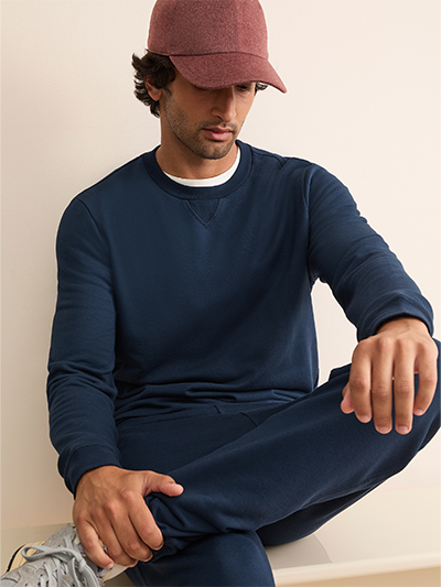 Men's Harley Cotton Modal Sweatshirt in Navy Blue