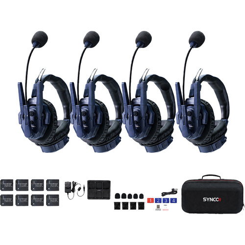 Synco Xtalk Master Full-Duplex MasterFree Intercom System with 4 Dual-Ear Headsets