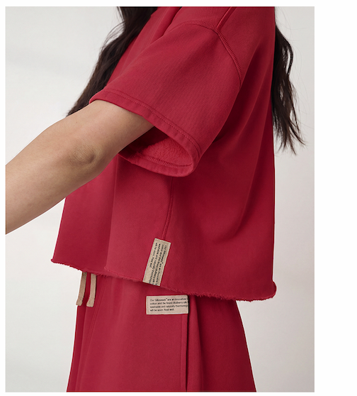 silksweats short sleeve top, camillia red 