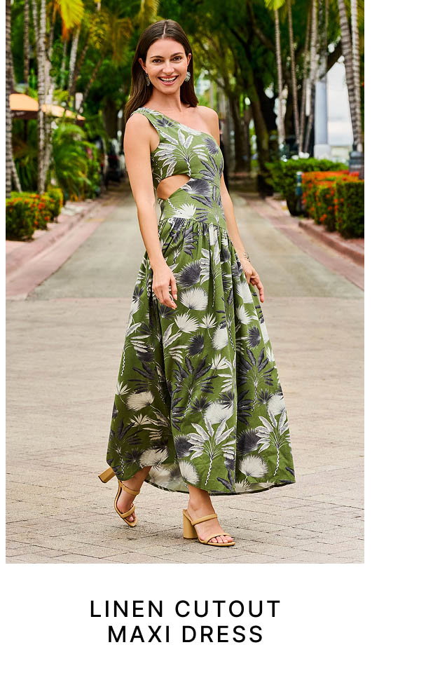 Linen Cutout Maxi Dress