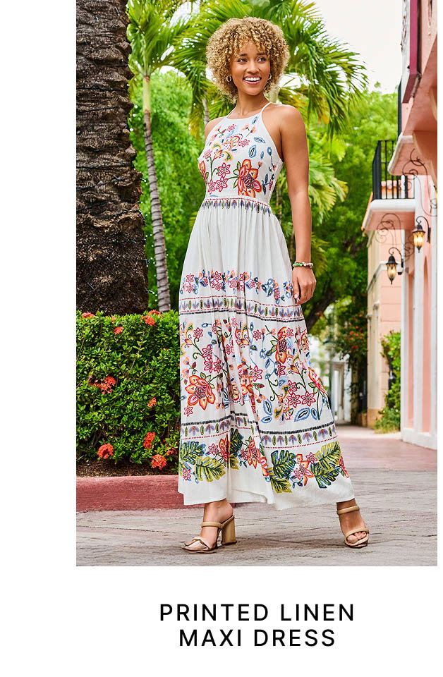 Printed Linen Maxi Dress