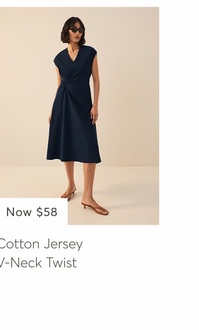 Cotton Jersey V-Neck Twist Dress