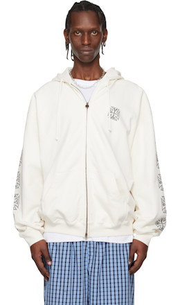 Off-White Biker Cross Sleeves Zip-Up Hoodie - VETEMENTS