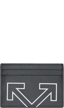 Black Printed Heritage Card Holder - Off-White