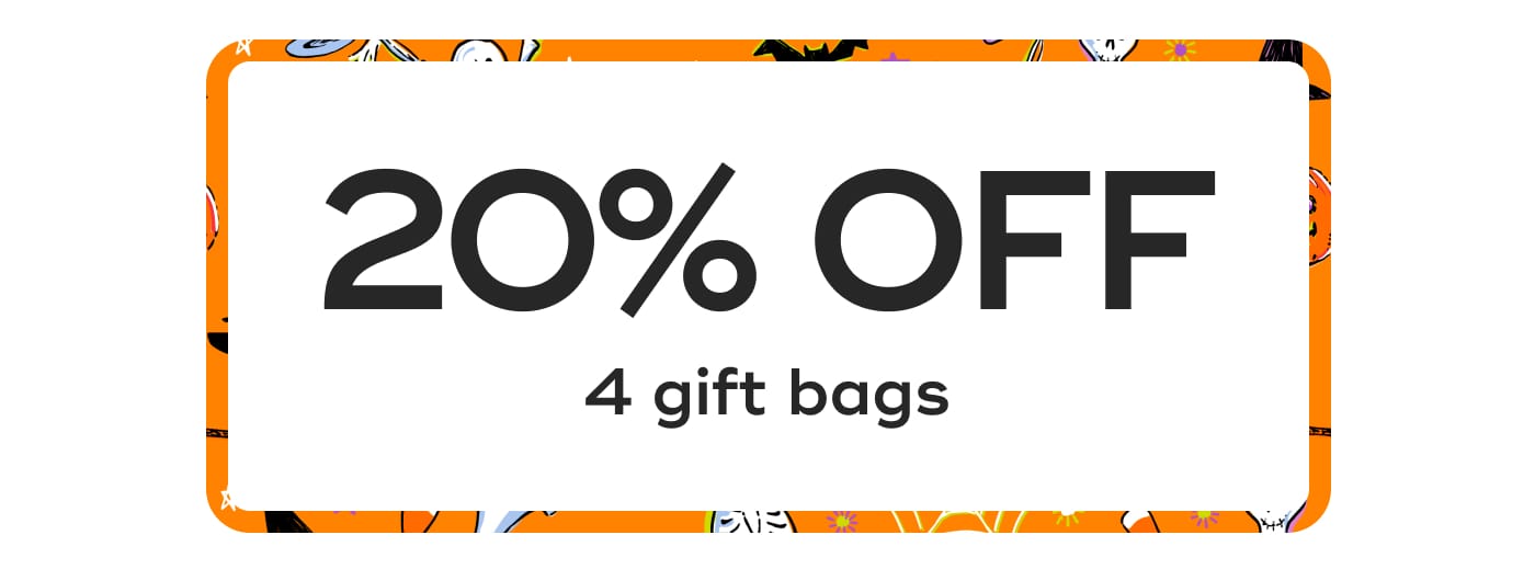 20% OFF. 4 gift bags