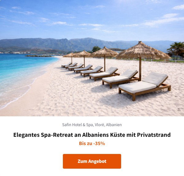 Elegantes Spa-Retreat an Albaniens Küste mit Privatstrand