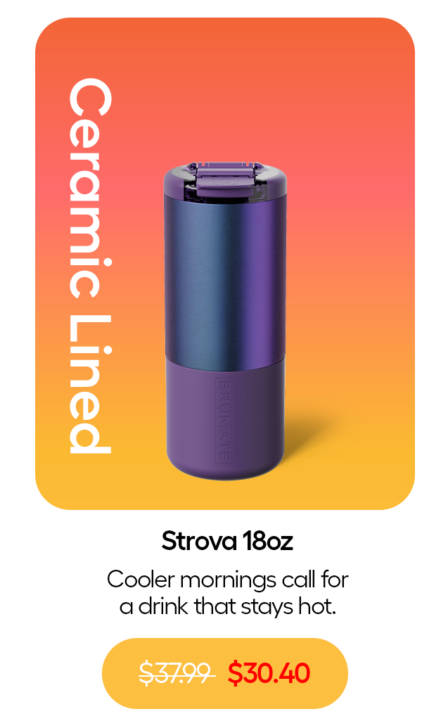 Strova 18oz- Ceramic Lined, Cooler morning call for a drink that stays hot $30.40