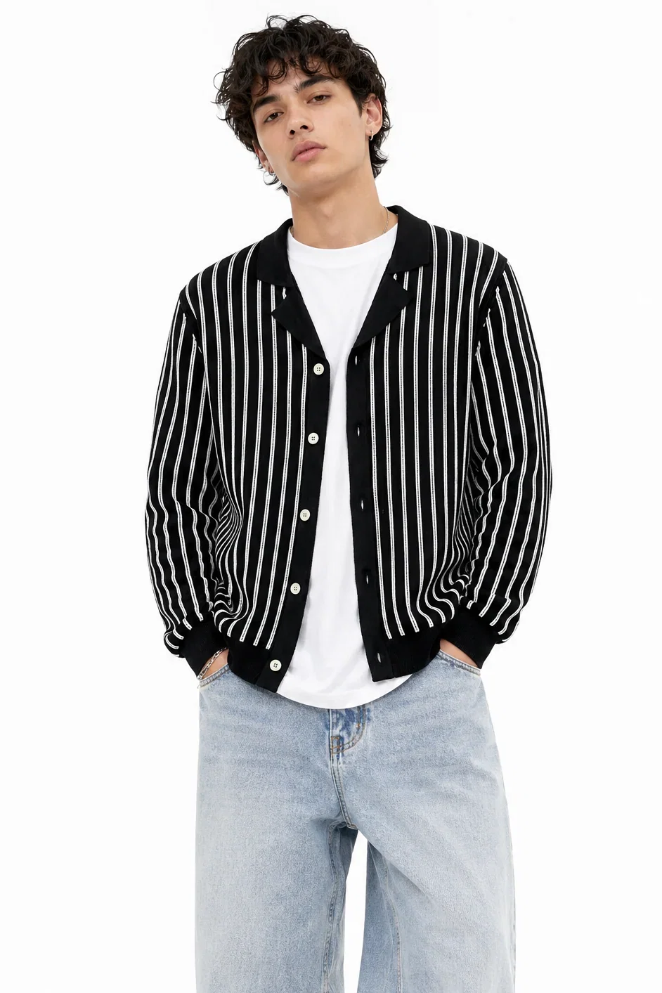 Image of Lightweight Striped Knit Cardigan