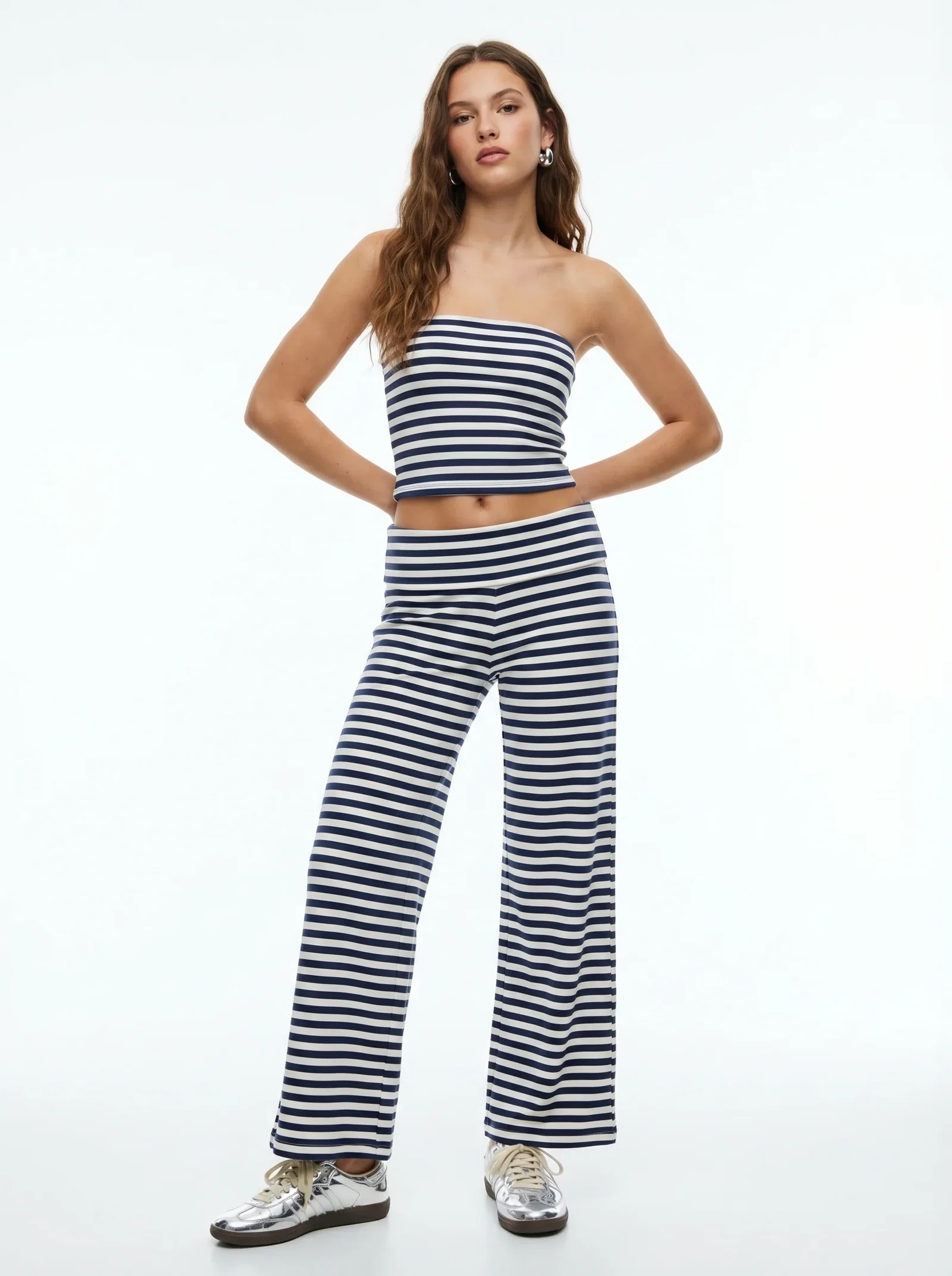 Image of Striped Wide Leg Pants