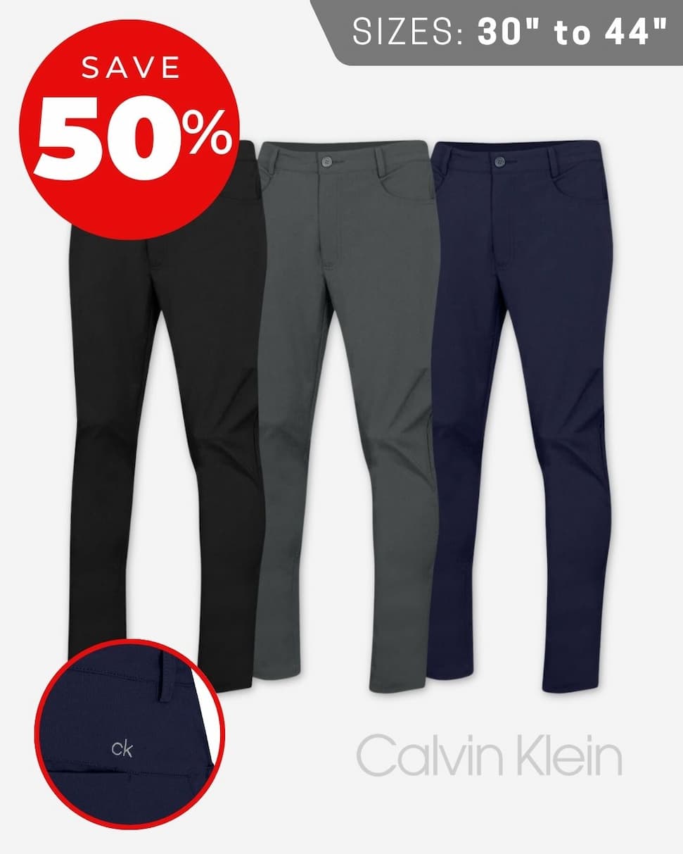 Calvin Klein Mens 2026 Tech Slim Fit Lightweight Golf Trousers