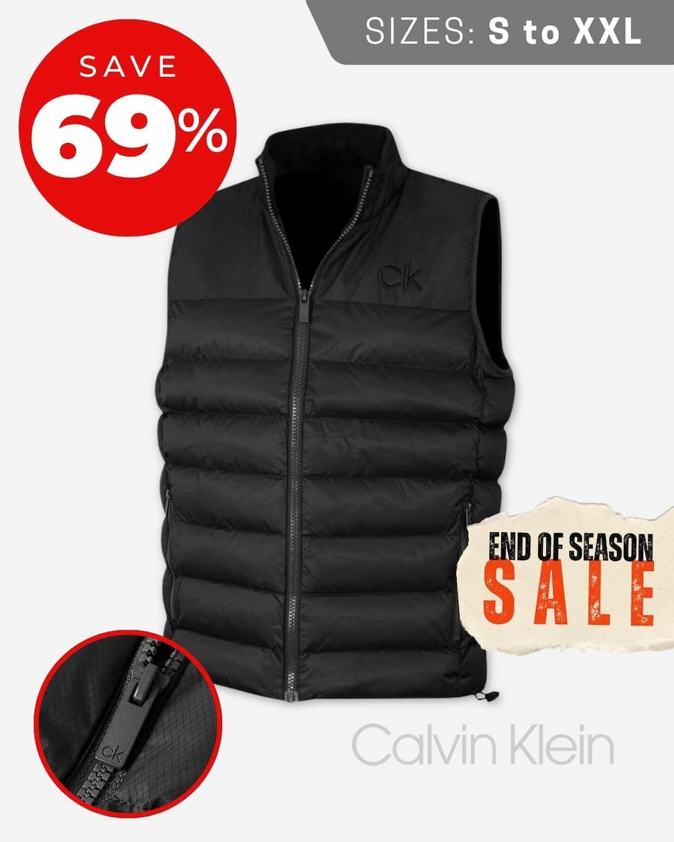 Calvin Klein Mens Lassen Padded Water Repellent Golf Gilet