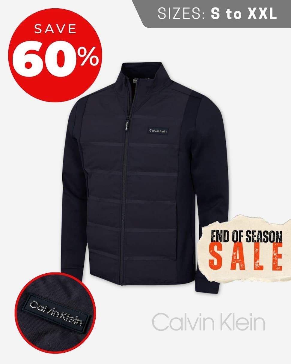 Calvin Klein Mens Houston Hybrid Full Zip Lightweight Stretch Golf Jacket