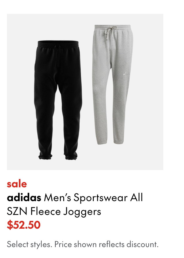adidas Men's Sportswear All SZN Fleece Joggers
sale
52.50
Price shown reflects adidas 25% off discount.