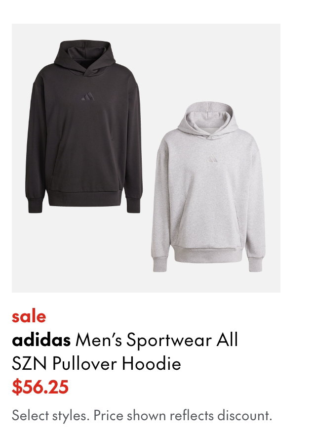 adidas Men's Sportwear All SZN Pullover Hoodie
sale
56.25
Price shown reflects adidas 25% off discount.