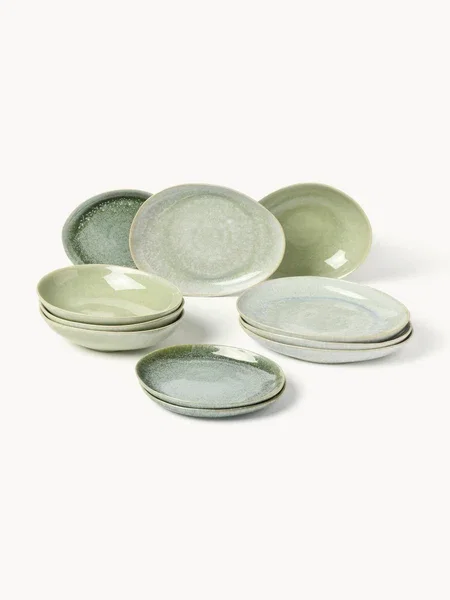 Vajilla artesanal de forma orgánica Macey, 4 comensales, set de 12