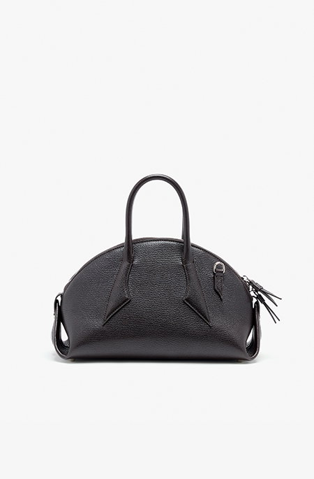 Small Bowler Bag in Shiny Goat in Ebony