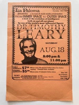 Dr. Timothy Leary 'From Inner Space to Outer Space' Lecture Handbill